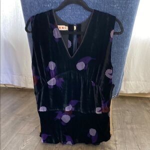 MARNI Elegant Black and Purple Women's Lightweight Crushed Velvet Top